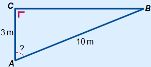 Example with adjacent 3 and hypotenuse 10