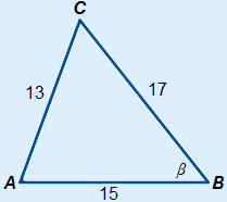 Driehoek met a=17 b=13 c=15