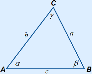 Driehoek met letters op juiste plaats, zoals hieronder aangegeven.