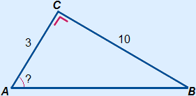 Triangle with adjacent 3 and opposite 10