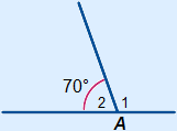 straight angle divided in angle A1=unknown and angle A2=70°