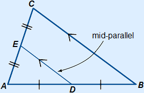 Triangle with one mid-parallel drawn