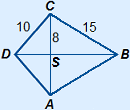 Vlieger ABCD met S als snijpunt van de diagonalen. Verder is BC=15, CS=8 en CD=10