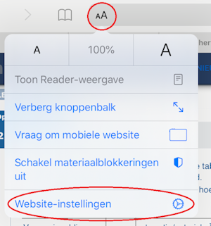 Plaatje met pop-up na klikken op aA