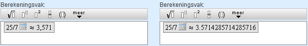 voorbeeld met te weinig decimalen