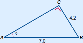 Triangle with opposite 4.2 and hypotenuse 7.0
