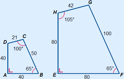 two quadrilaterals with different measurements, these will get given below