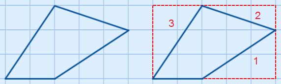 Vierhoek met de hoekpunten A(0,0) B(2,0) C(5,2) en D(2,3)